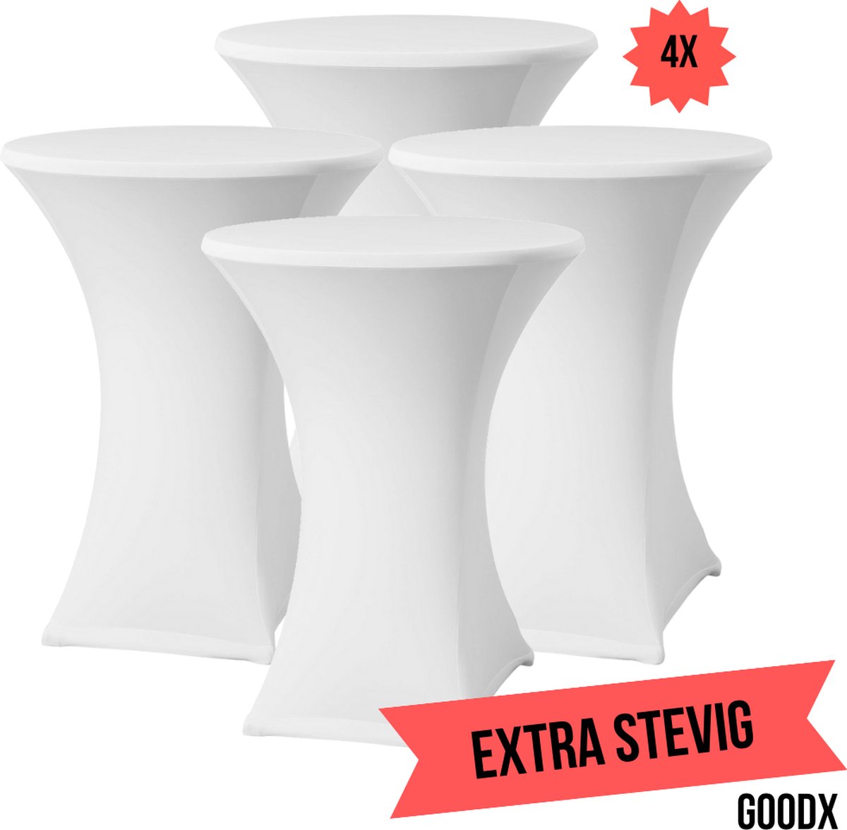   Statafelrok Wit 4x – ∅80-85 x 110 cm – Stretch 4 stuks –   voor Statafel - Geschikt voor feesten en partijen | Sta Tafel Hoes | Staantafelhoes | Cocktailparty